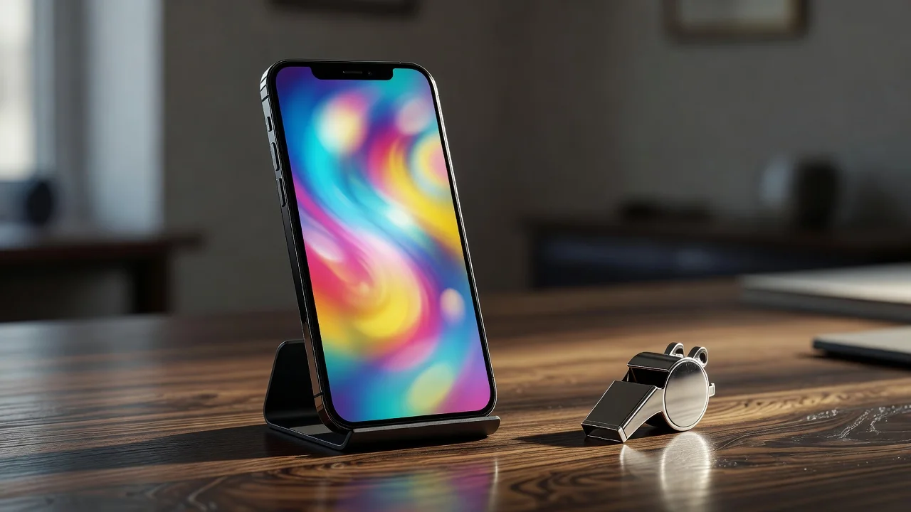Smartfon z kolorowym ekranem na biurku